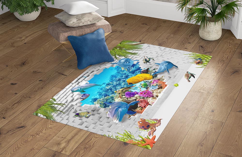 3D Ковер «Океан за стеной»  Прямоугольный 4