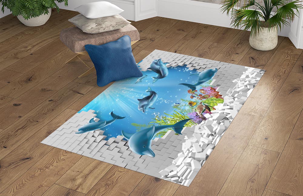 3D Ковер «Дельфины 3D»  Прямоугольный 4