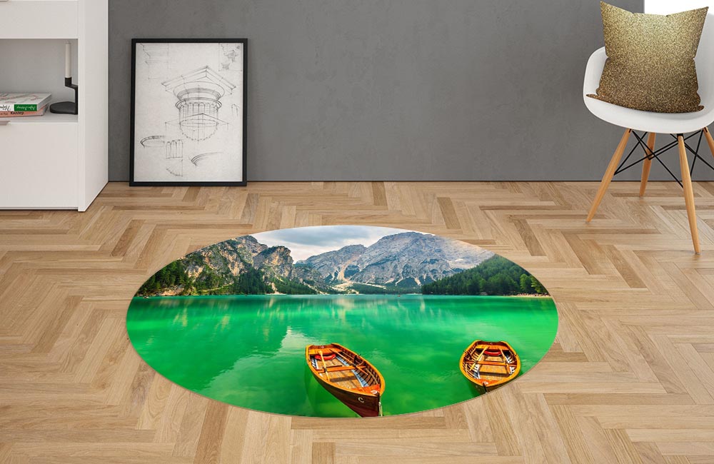 3D Ковер «Изумрудное озеро в Альпах»  Овальный 2
