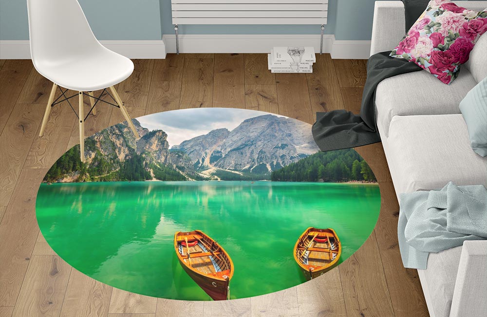 3D Ковер «Изумрудное озеро в Альпах»  Круглый 1