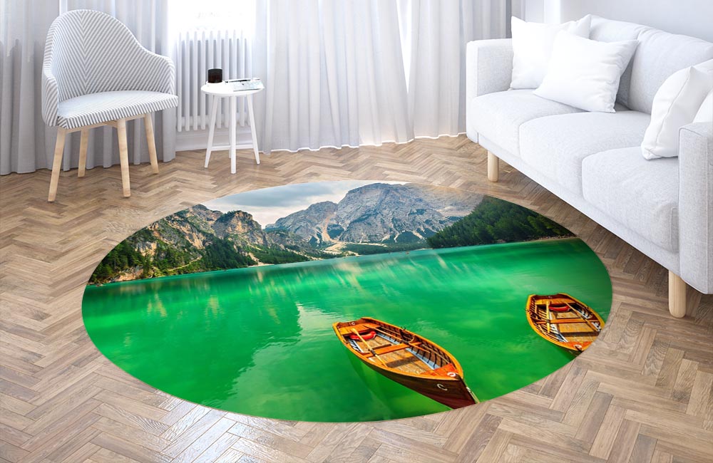 3D Ковер «Изумрудное озеро в Альпах»  Круглый 3