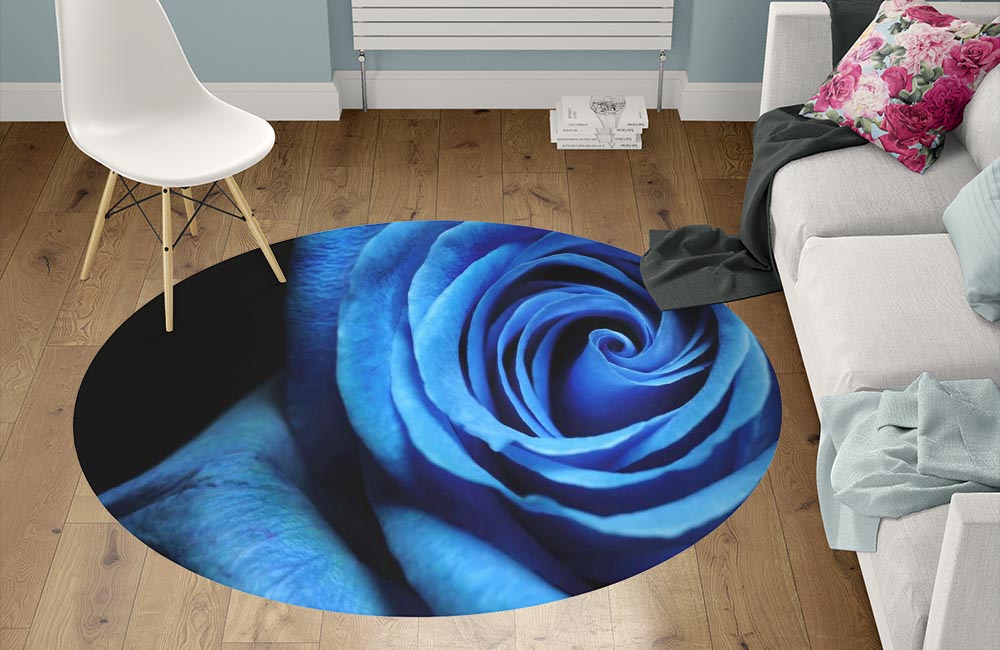 3D Ковер «Синяя роза» Круглый 1