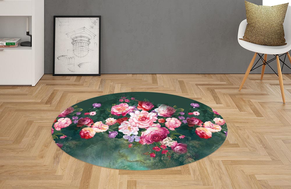3D Ковер «Розы в стиле барокко» Овальный 2