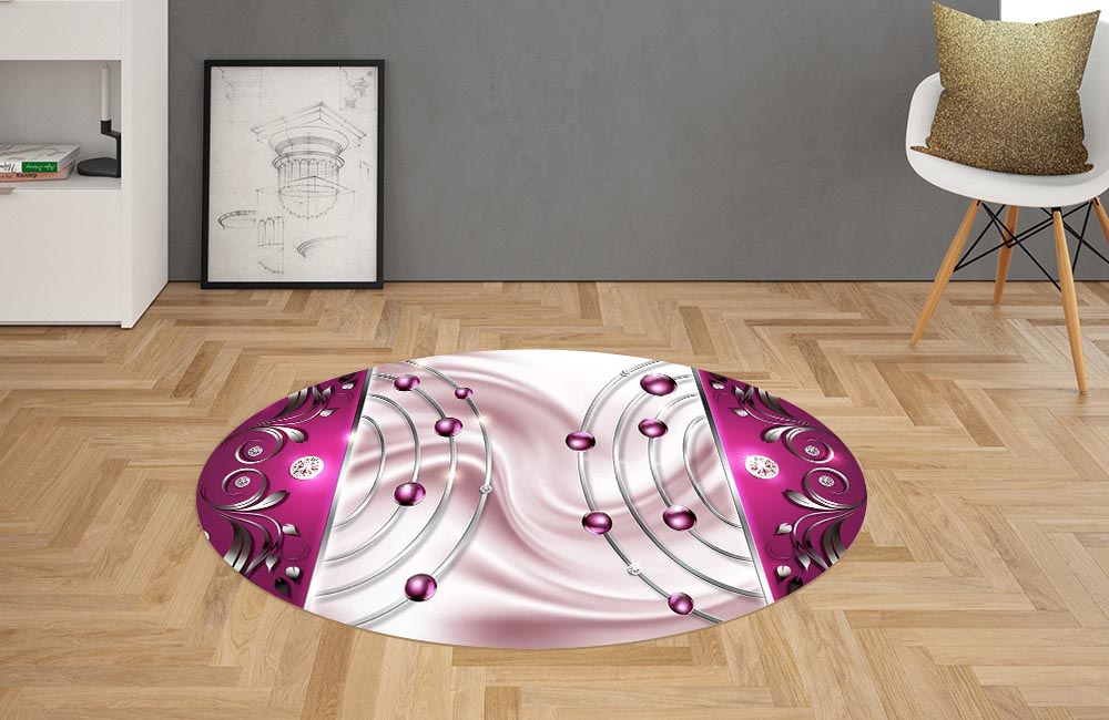 3D Ковер  «Композиция с драгоценностями в розовых тонах»       Овальный 2