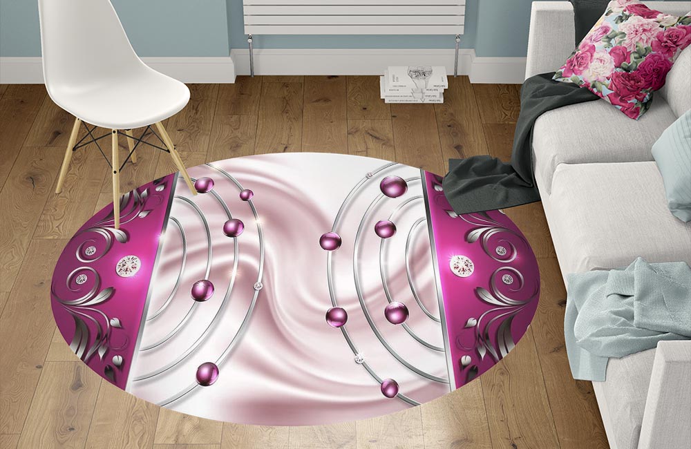 3D Ковер  «Композиция с драгоценностями в розовых тонах»       Круглый 1