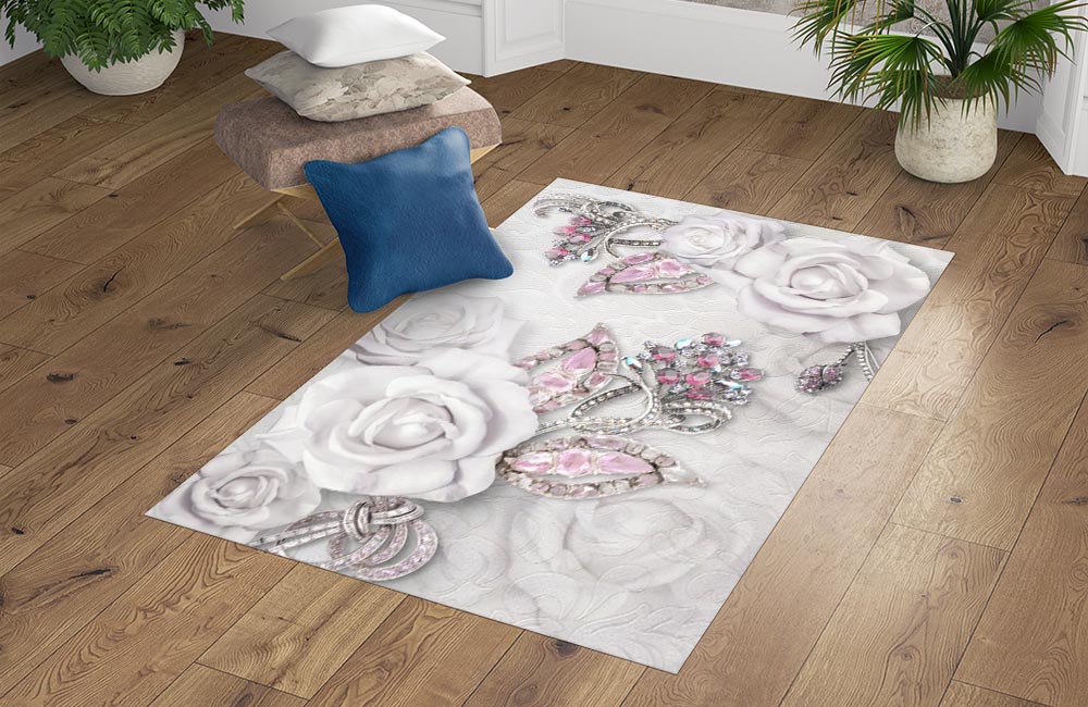 3D Ковер  «Розы на роскошной ткани»         Прямоугольный 4