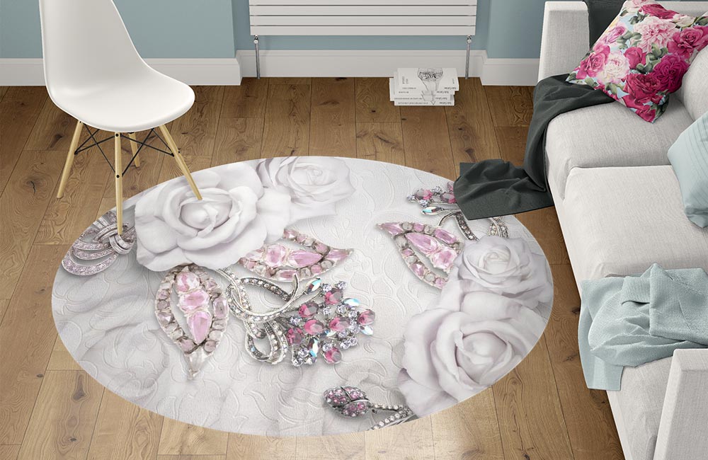 3D Ковер  «Розы на роскошной ткани»         Круглый 1