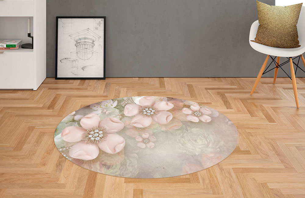 3D Ковер «Ювелирные яблоневые цветы» Овальный 2