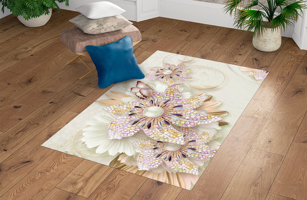 3D Ковер «Радужные ювелирные цветы» Прямоугольный 4