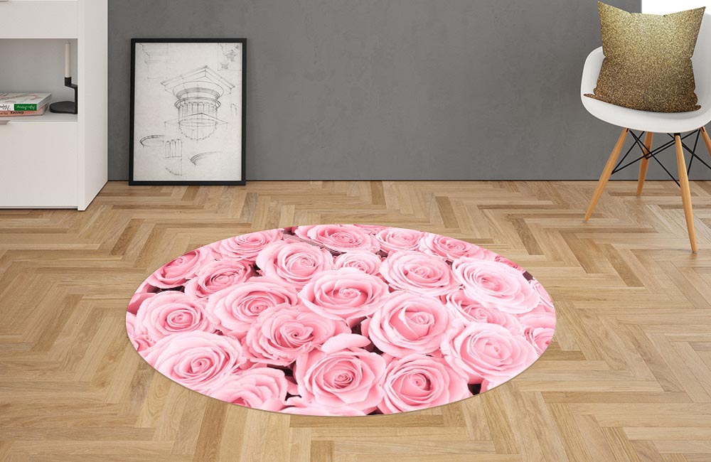 3D Ковер «Ковер из нежно-розовых роз» Овальный 2