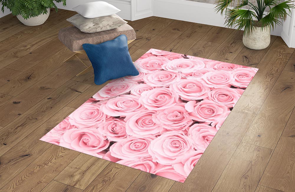 3D Ковер «Ковер из нежно-розовых роз» Прямоугольный 4