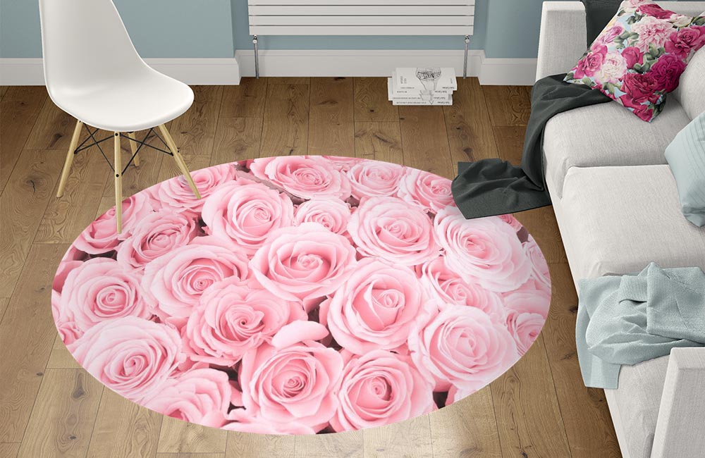 3D Ковер «Ковер из нежно-розовых роз» Круглый 1