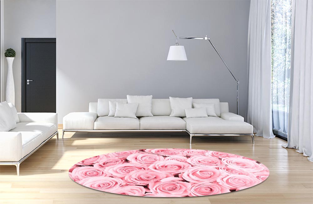 3D Ковер «Ковер из нежно-розовых роз» Круглый 4