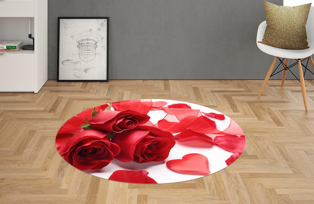 3D Ковер «Композиция с алыми розами» Овальный 2