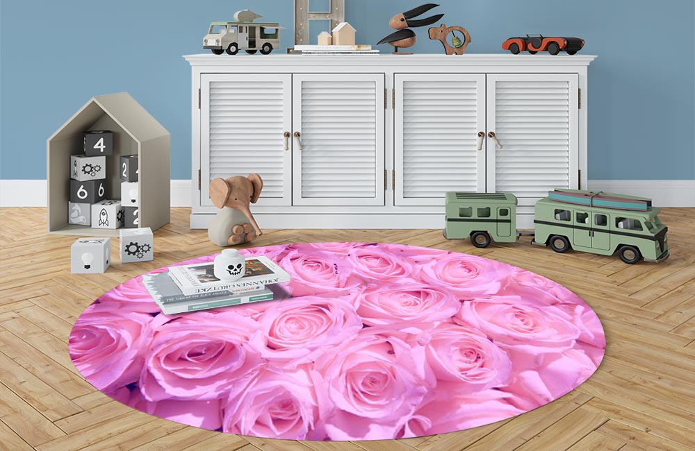 3D Ковер «Нежно-сиреневые розы» Овальный 3