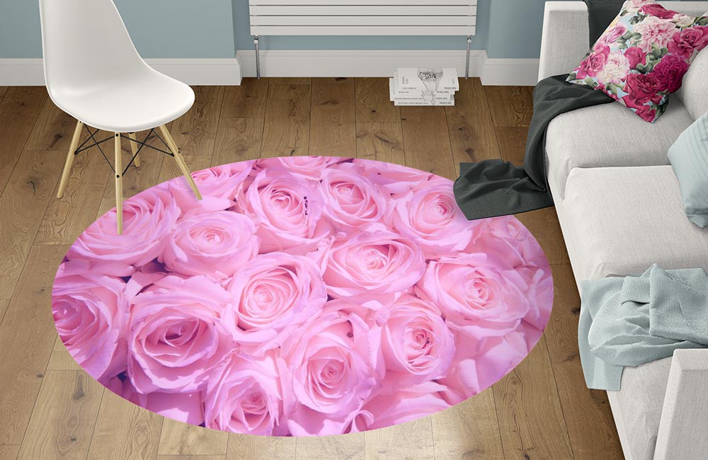 3D Ковер «Нежно-сиреневые розы» Круглый 1