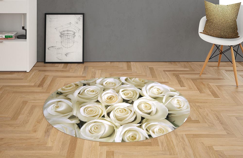 3D Ковер «Нежные белые розы» Овальный 2