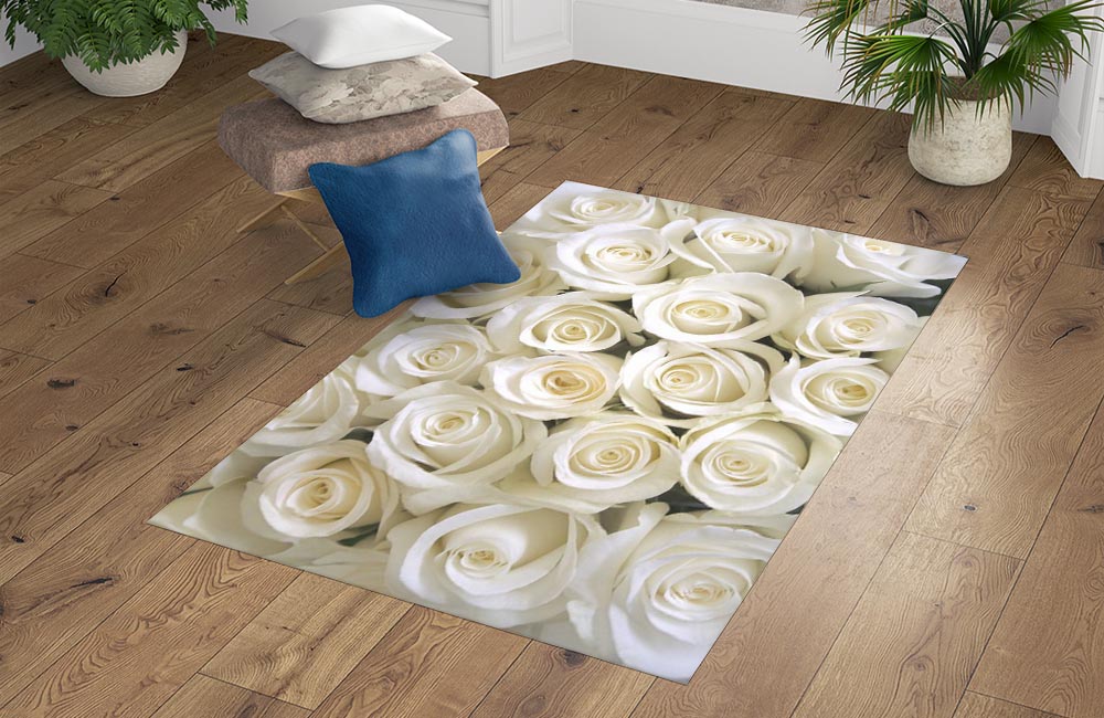 3D Ковер «Нежные белые розы» Прямоугольный 4