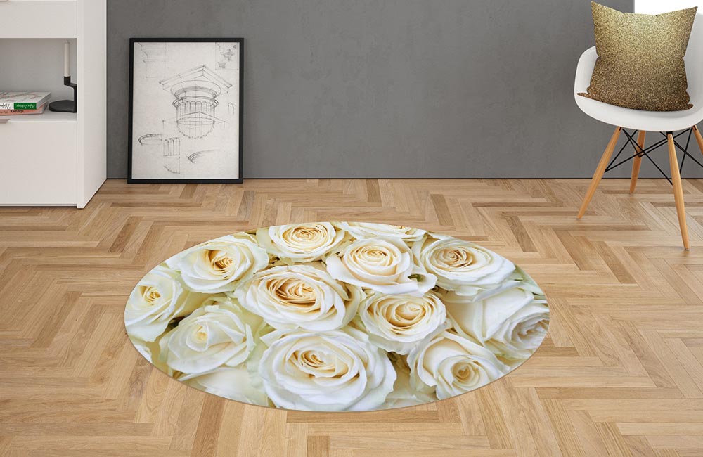 3D Ковер «Кремовые розы» Овальный 2