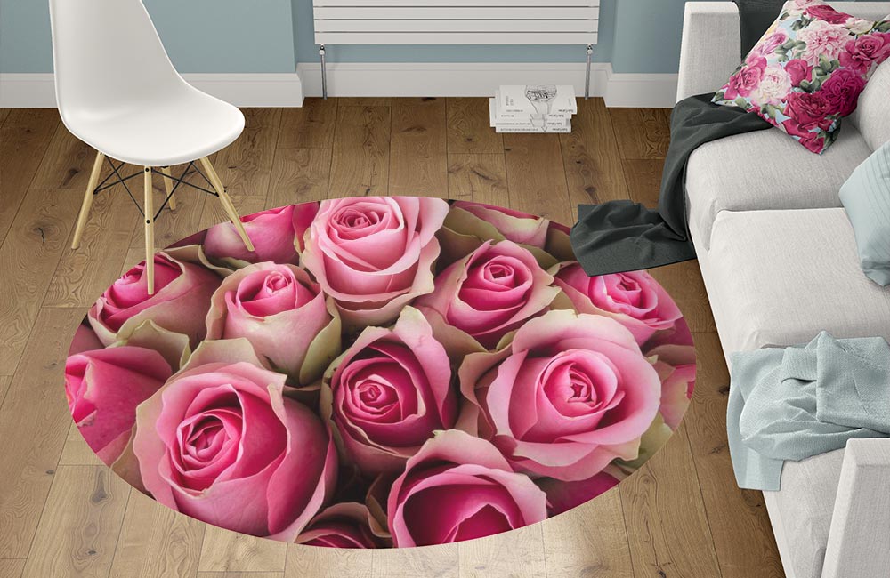 3D Ковер «Обилие розовых роз» Круглый 1