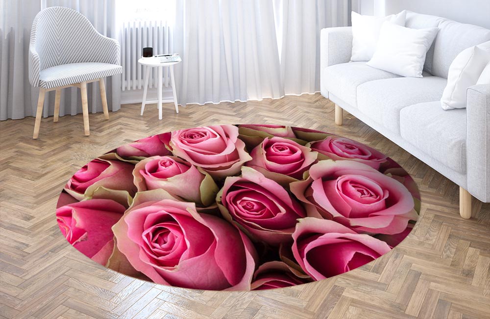 3D Ковер «Обилие розовых роз» Круглый 3