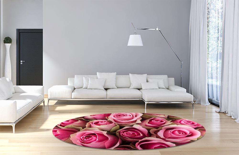 3D Ковер «Обилие розовых роз» Круглый 4