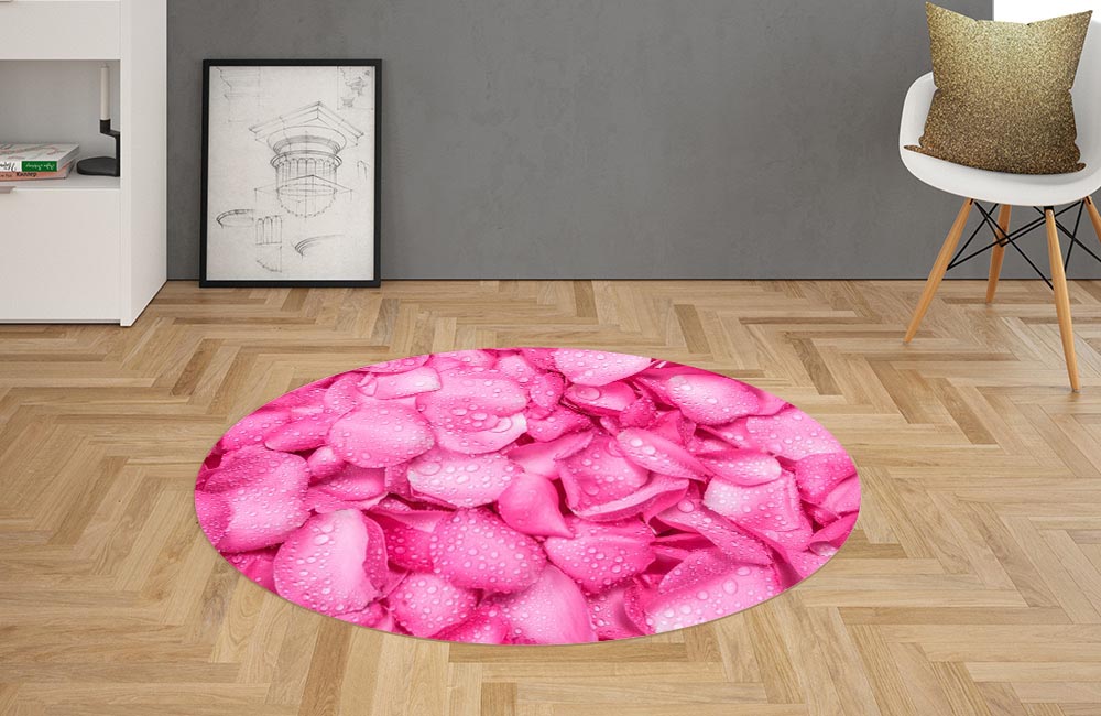 3D Ковер «Розовые лепестки в росе» Овальный 2