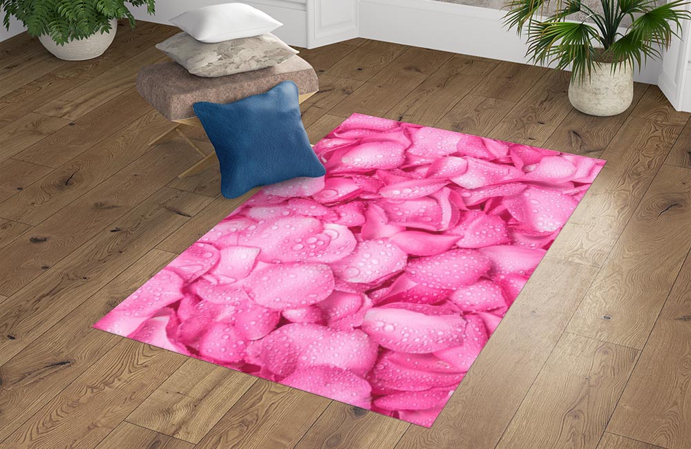 3D Ковер «Розовые лепестки в росе» Прямоугольный 4