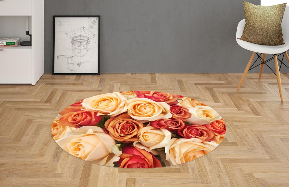 3D Ковер «Розы в оранжевых тонах» Овальный 2