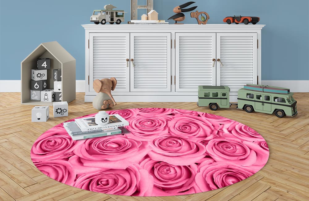 3D Ковер «Розы в розовых тонах» Овальный 3