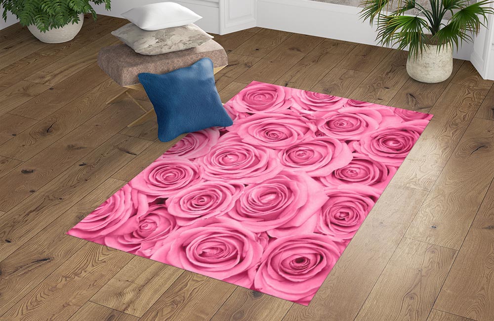 3D Ковер «Розы в розовых тонах» Прямоугольный 4