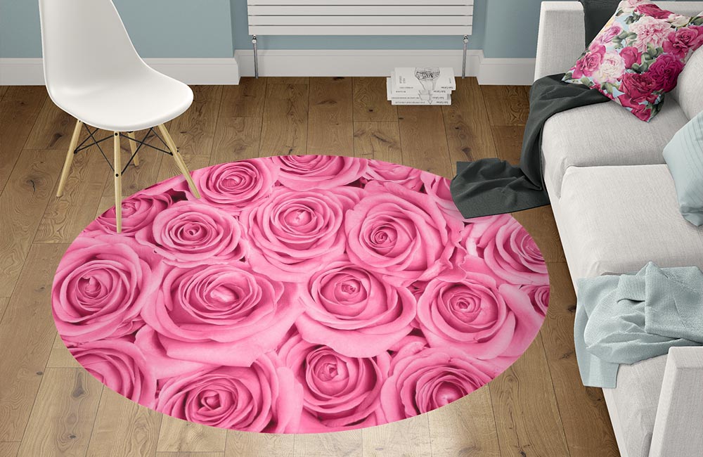 3D Ковер «Розы в розовых тонах» Круглый 1