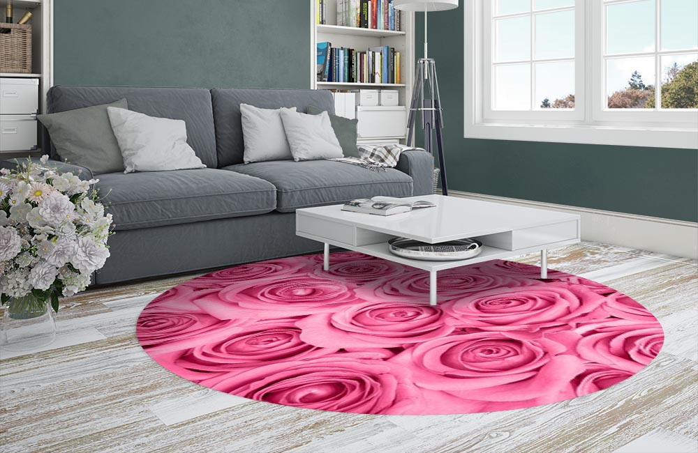 3D Ковер «Розы в розовых тонах» Круглый 2