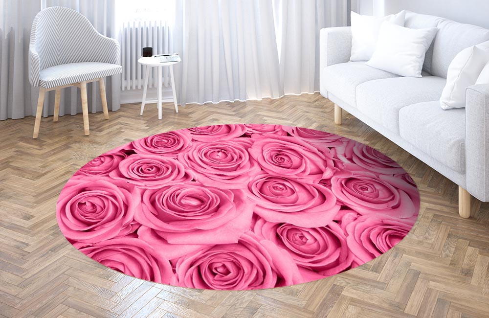 3D Ковер «Розы в розовых тонах» Круглый 3