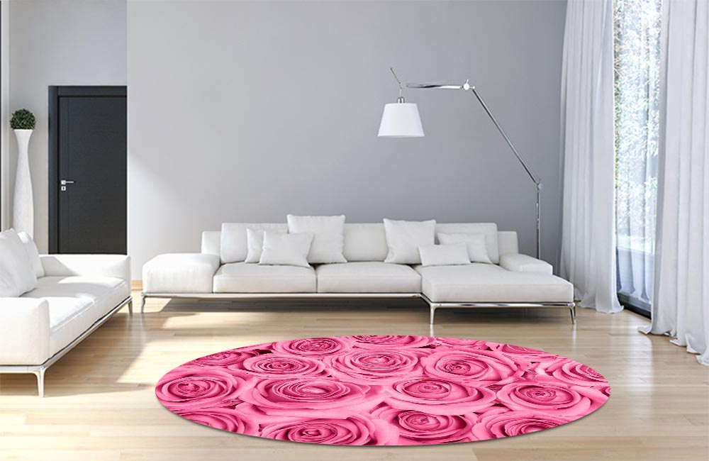 3D Ковер «Розы в розовых тонах» Круглый 4