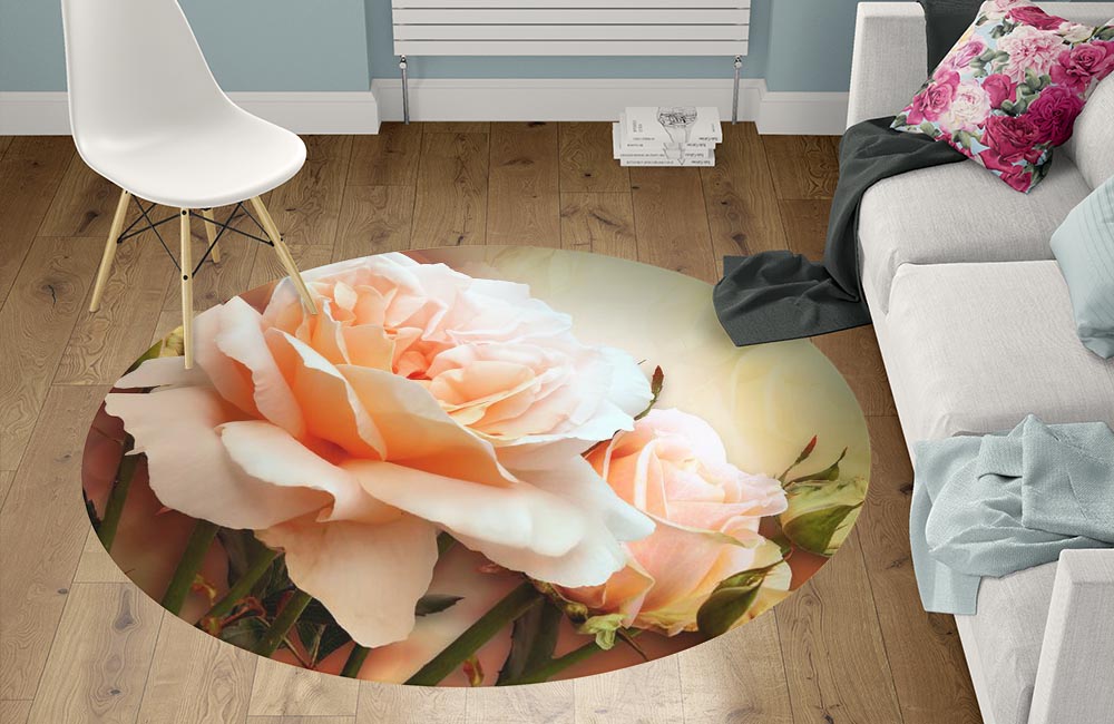 3D Ковер «Персиковая роза» Круглый 1