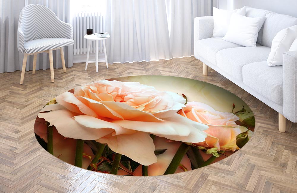 3D Ковер «Персиковая роза» Круглый 3