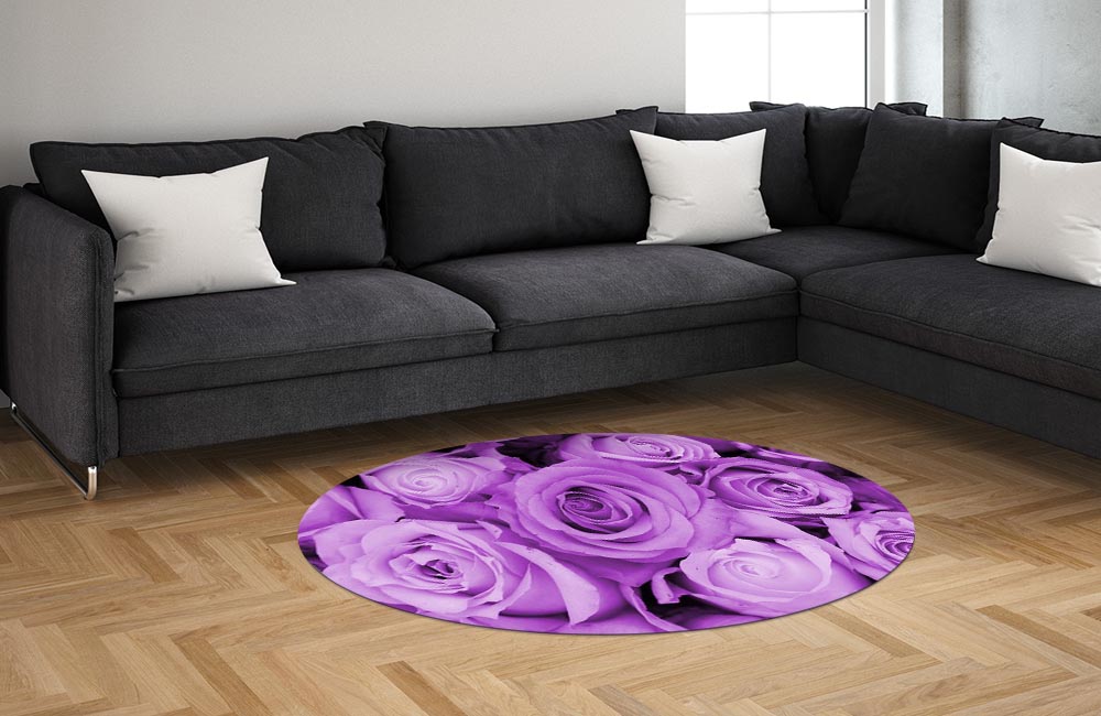 3D Ковер «Лиловые розы» Овальный 1