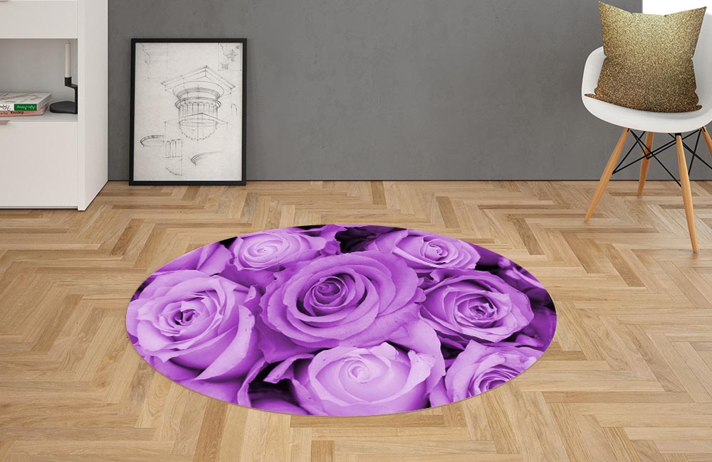 3D Ковер «Лиловые розы» Овальный 2