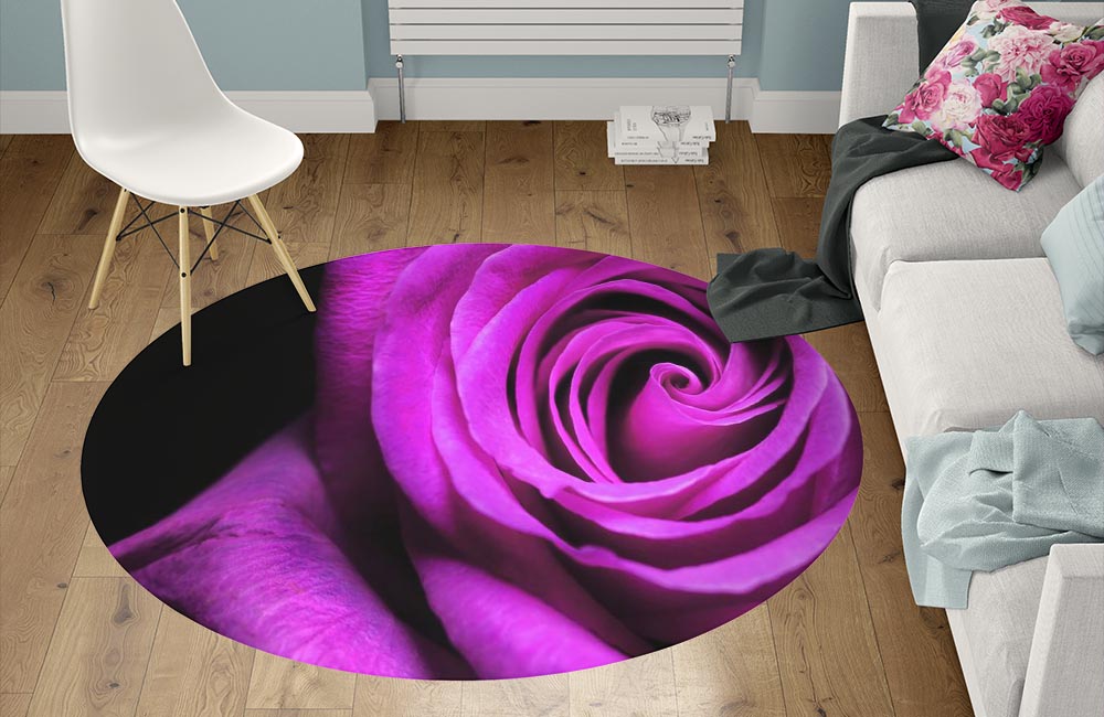 3D Ковер «Роза в сливовых тонах» Круглый 1