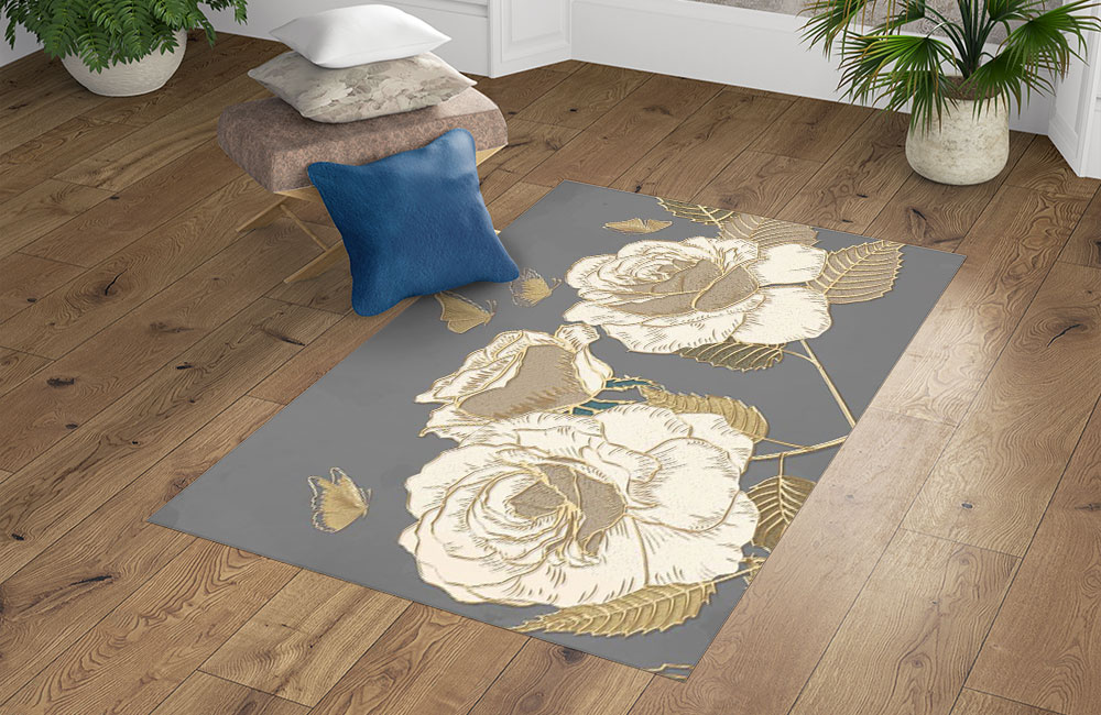 3D Ковер «Розы в золотом тиснении» Прямоугольный 4