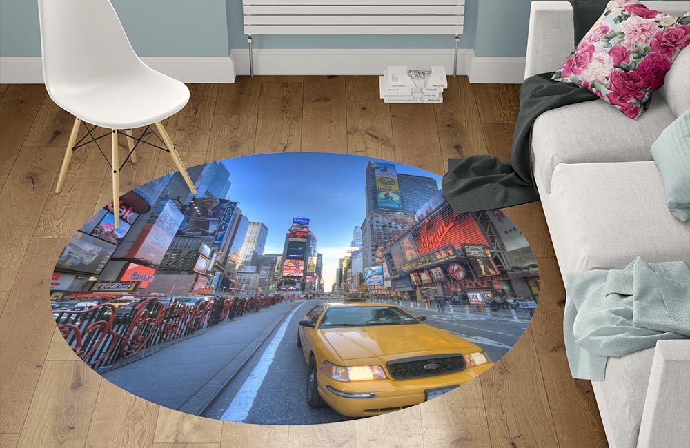 3D Ковер «Такси Нью-Йорк» Круглый 1