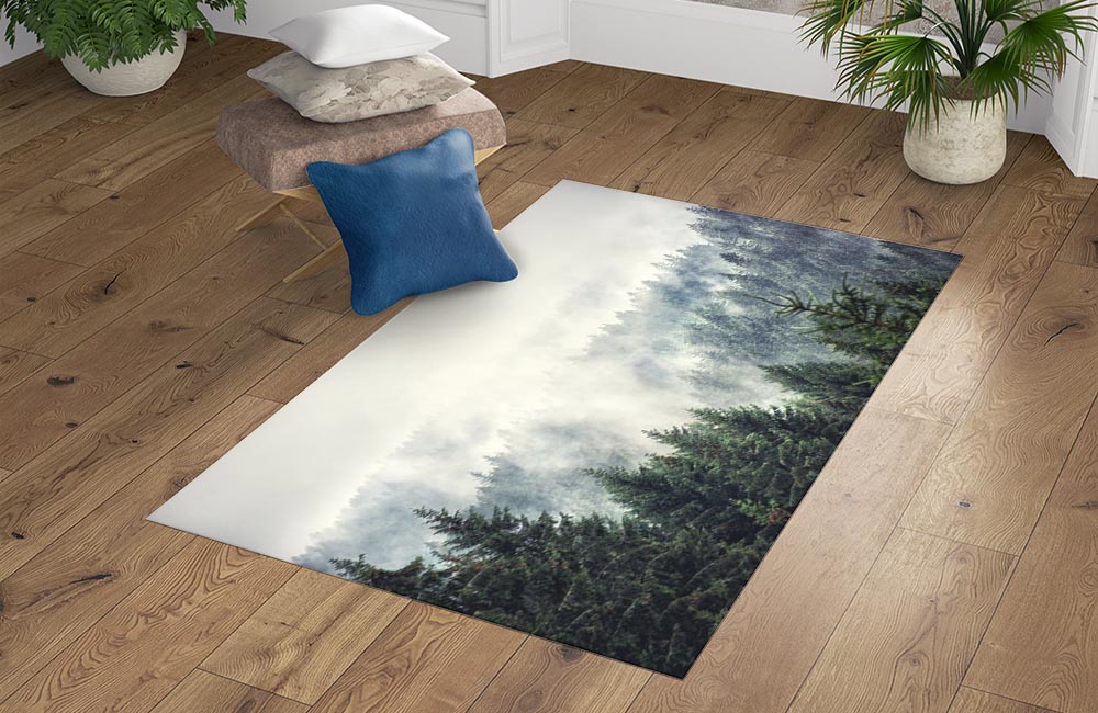 3D Ковер «Винтажное фото с туманным лесом» Прямоугольный 4