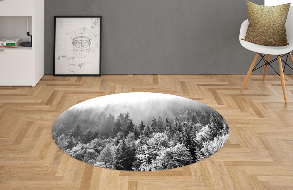 3D Ковер «Заснеженный туманный лес» Овальный 2