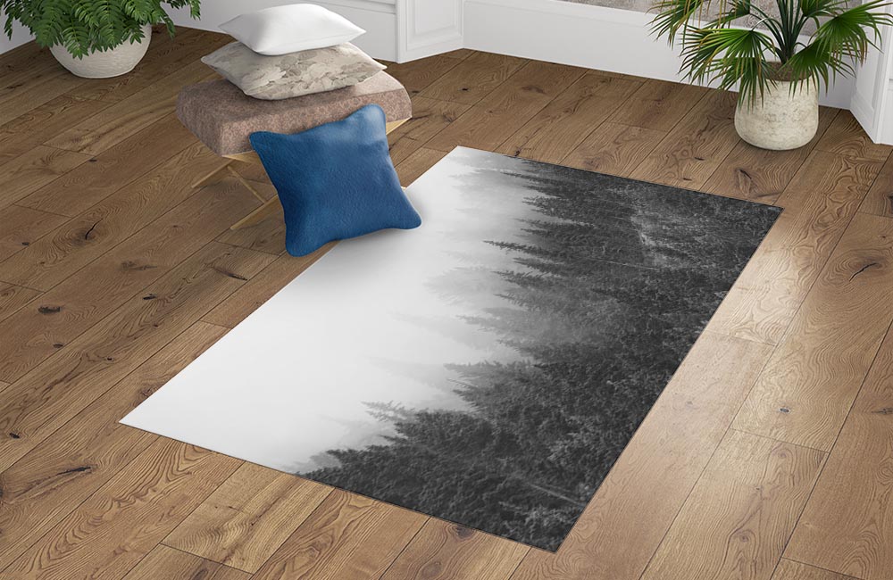 3D Ковер «Черно-белый лес в тумане» Прямоугольный 4