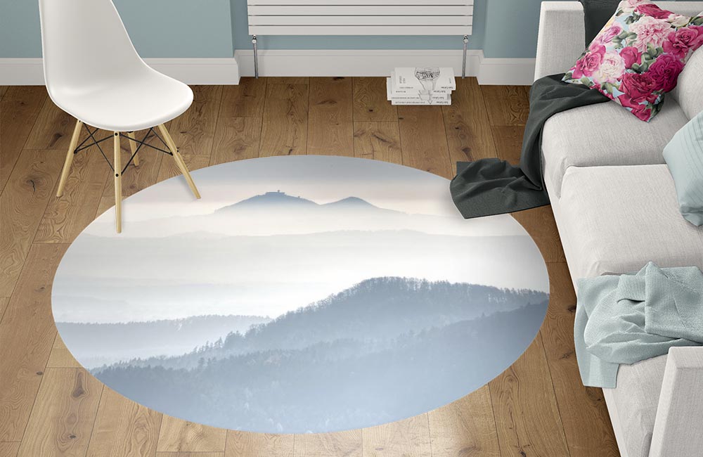 3D Ковер «Горы в туманной пелене» Круглый 1