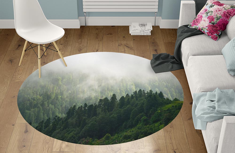 3D Ковер «Туман над зелеными вершинами» Круглый 1