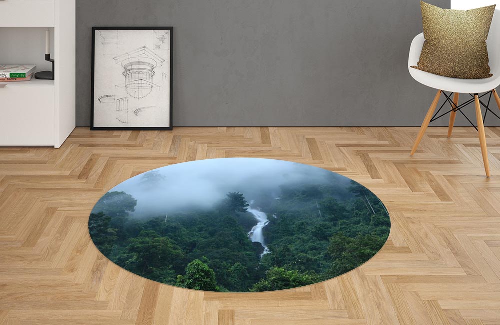 3D Ковер «Водопад в туманном лесу» Овальный 2