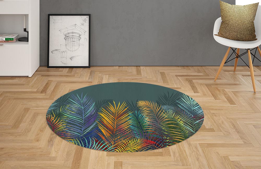 3D Ковер «Яркие тропические листья» Овальный 2