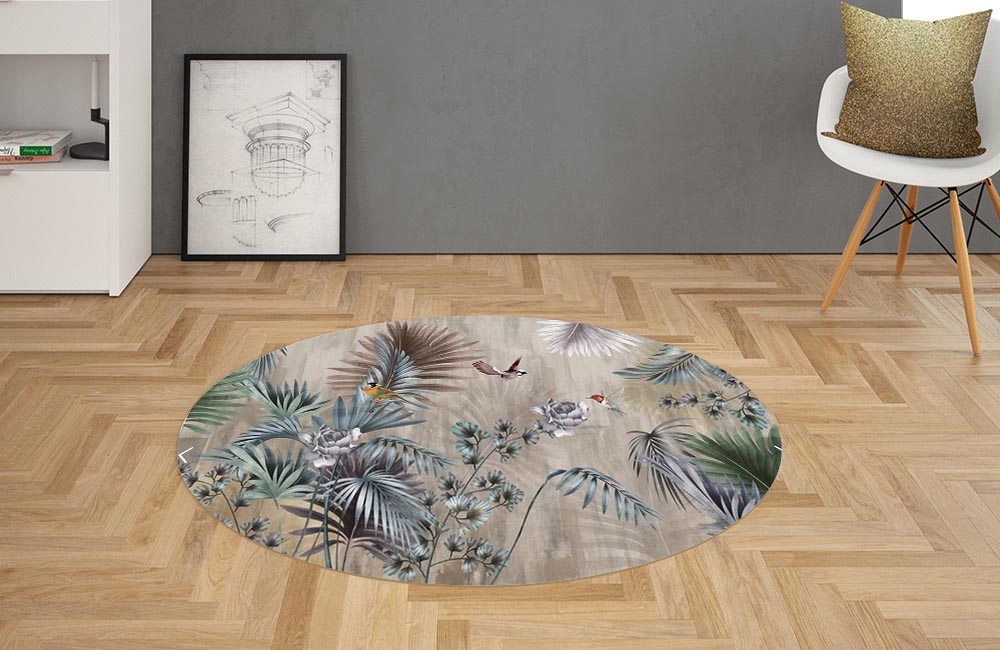 3D Ковер «Тропическая композиция в винтажном стиле» Овальный 2